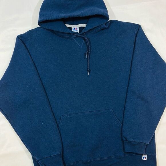Vintage Russell Athletic Essentials Drawstring Hoodie Sweatshirt - Picture 1 of 9
